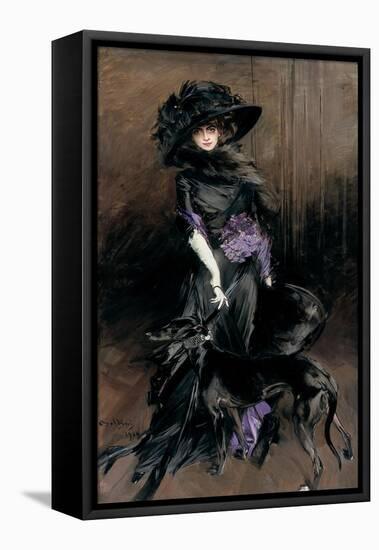 Portrait of the Marchesa Luisa Casati with a Greyhound, 1908-Giovanni Boldini-Framed Premier Image Canvas