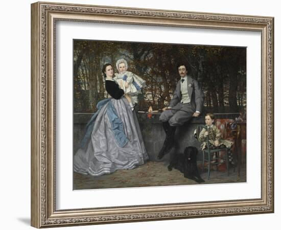 Portrait of the Marquis and Marchioness of Miramon and their Children, 1865-James Jacques Joseph Tissot-Framed Giclee Print