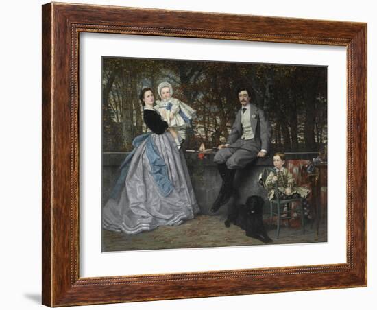 Portrait of the Marquis and Marchioness of Miramon and their Children, 1865-James Jacques Joseph Tissot-Framed Giclee Print