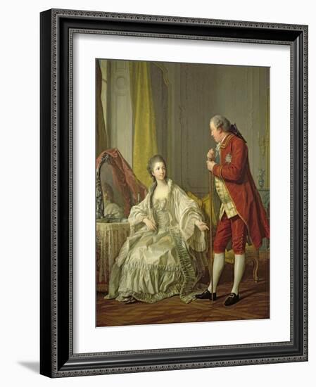 Portrait of the Marquis de Marigny and His Wife, Marie-Francoise Constance Julie Filleul, 1769-Louis-Michel van Loo-Framed Giclee Print