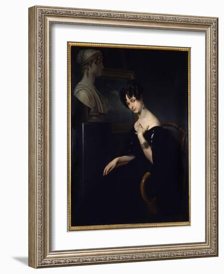 Portrait of the Marquise Cristina Trivulzio, Princess of Belgiojoso (Belgium) (1808-1871), Italian-Francesco Hayez-Framed Giclee Print