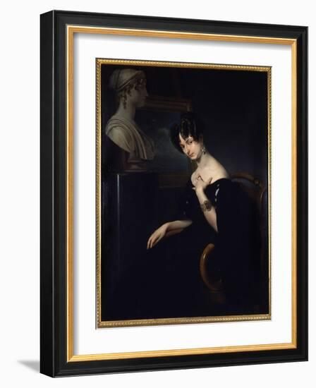 Portrait of the Marquise Cristina Trivulzio, Princess of Belgiojoso (Belgium) (1808-1871), Italian-Francesco Hayez-Framed Giclee Print