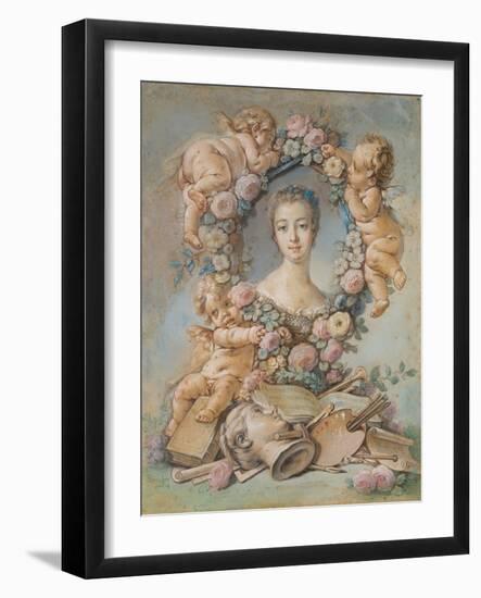 Portrait of the Marquise De Pompadour (1721-176), 1754-François Boucher-Framed Giclee Print