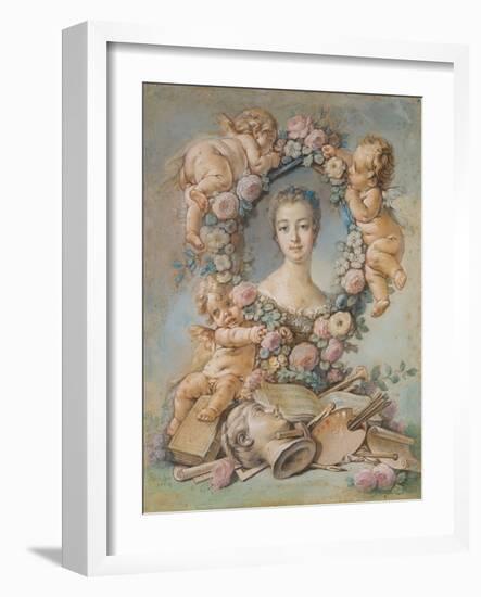 Portrait of the Marquise De Pompadour (1721-176), 1754-François Boucher-Framed Giclee Print