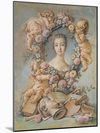 Portrait of the Marquise De Pompadour (1721-176), 1754-François Boucher-Mounted Giclee Print