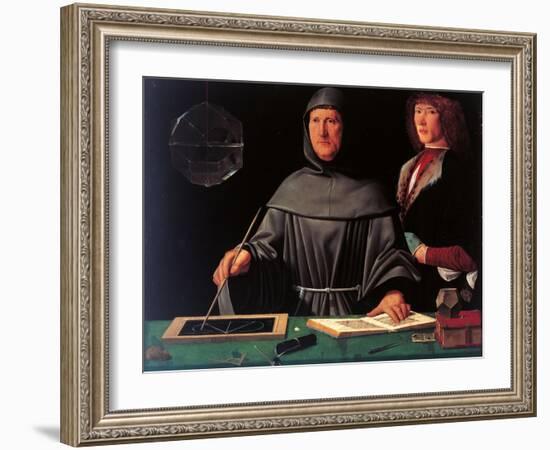 Portrait of the Mathematician Fra Luca Pacioli and His Student-Jacopo De Barbari-Framed Giclee Print