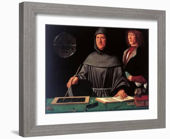 Portrait of the Mathematician Fra Luca Pacioli and His Student-Jacopo De Barbari-Framed Giclee Print