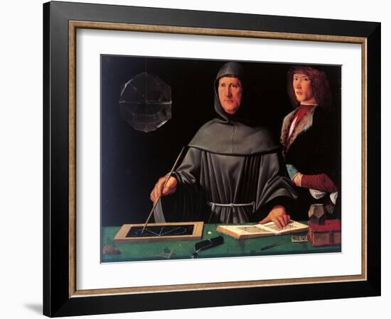 Portrait of the Mathematician Fra Luca Pacioli and His Student-Jacopo De Barbari-Framed Giclee Print