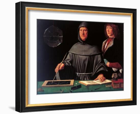 Portrait of the Mathematician Fra Luca Pacioli and His Student-Jacopo De Barbari-Framed Giclee Print