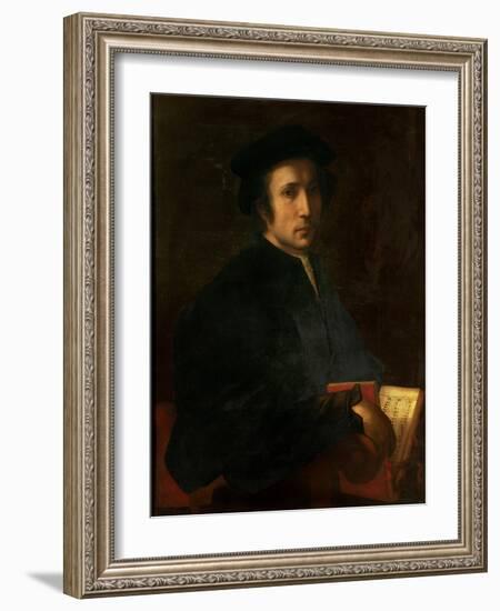 Portrait of the Musician Francesco Dell'Ajolle, c.1518-Jacopo da Carucci Pontormo-Framed Giclee Print