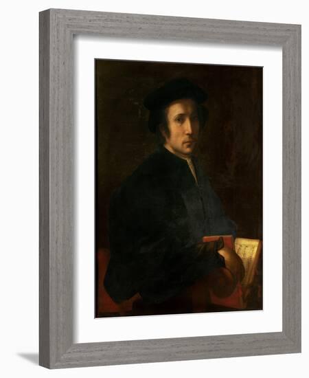 Portrait of the Musician Francesco Dell'Ajolle, c.1518-Jacopo da Carucci Pontormo-Framed Giclee Print