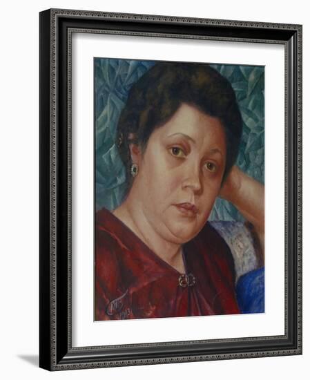 Portrait of the Opera Singer Vera Petrova-Zvantseva-Kuzma Sergeyevich Petrov-Vodkin-Framed Giclee Print