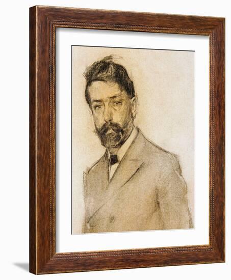 Portrait of the Painter Lluis Graner (1863-1929), Detail, 1899-1905 (Drawing)-Ramon Casas i Carbo-Framed Giclee Print