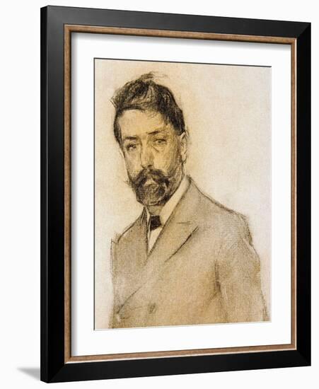 Portrait of the Painter Lluis Graner (1863-1929), Detail, 1899-1905 (Drawing)-Ramon Casas i Carbo-Framed Giclee Print