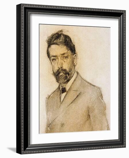 Portrait of the Painter Lluis Graner (1863-1929), Detail, 1899-1905 (Drawing)-Ramon Casas i Carbo-Framed Giclee Print