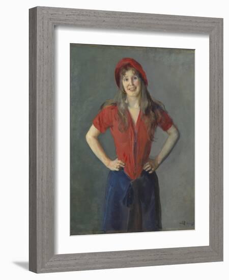 Portrait of the Painter Oda Krohg, B. Lasson, 1888 (Oil on Canvas)-Christian Krohg-Framed Giclee Print