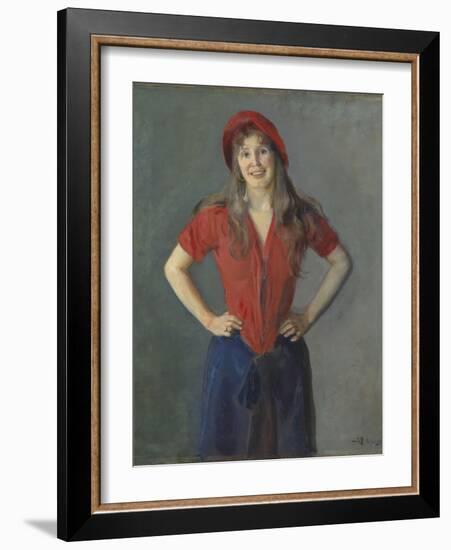 Portrait of the Painter Oda Krohg, B. Lasson, 1888 (Oil on Canvas)-Christian Krohg-Framed Giclee Print