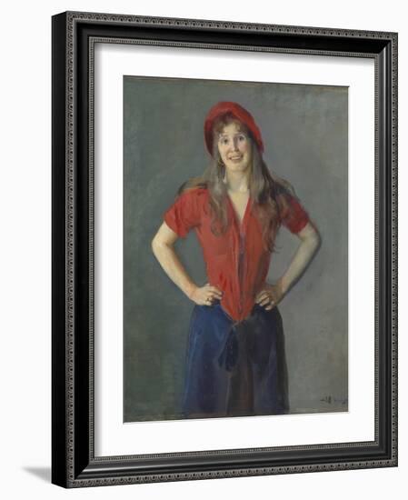 Portrait of the Painter Oda Krohg, B. Lasson, 1888 (Oil on Canvas)-Christian Krohg-Framed Giclee Print