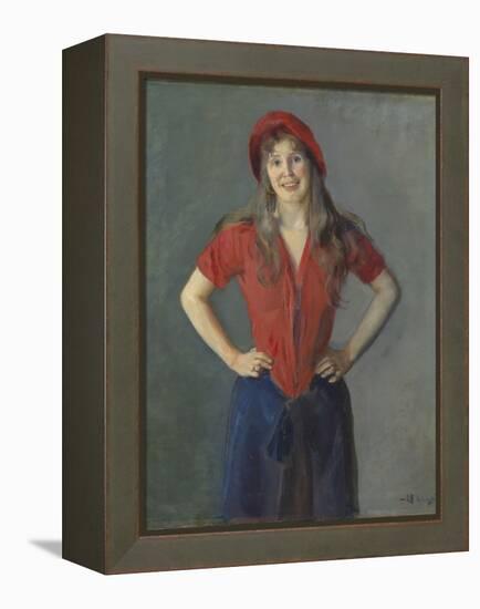 Portrait of the Painter Oda Krohg, B. Lasson, 1888 (Oil on Canvas)-Christian Krohg-Framed Premier Image Canvas