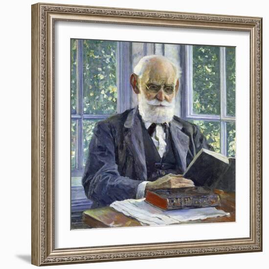 Portrait of the Physiologist, Psychologist, and Physician Ivan P. Pavlov, (1849-193), 1930-Mikhail Vasilyevich Nesterov-Framed Giclee Print