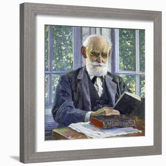 Portrait of the Physiologist, Psychologist, and Physician Ivan P. Pavlov, (1849-193), 1930-Mikhail Vasilyevich Nesterov-Framed Giclee Print