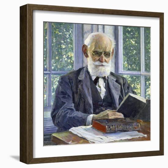 Portrait of the Physiologist, Psychologist, and Physician Ivan P. Pavlov, (1849-193), 1930-Mikhail Vasilyevich Nesterov-Framed Giclee Print