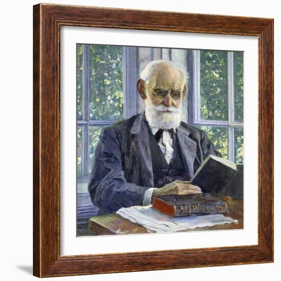 Portrait of the Physiologist, Psychologist, and Physician Ivan P. Pavlov, (1849-193), 1930-Mikhail Vasilyevich Nesterov-Framed Giclee Print