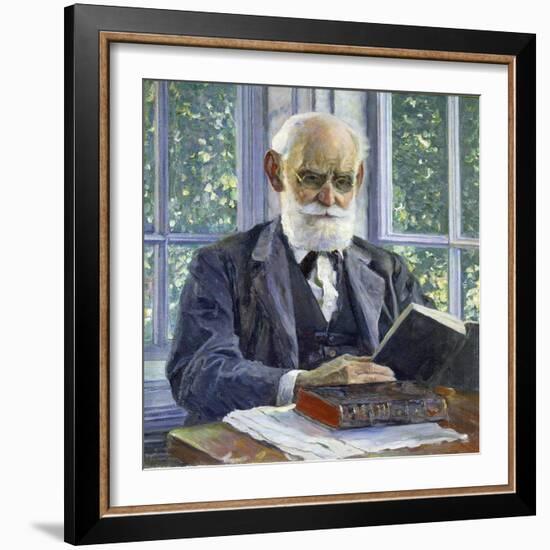 Portrait of the Physiologist, Psychologist, and Physician Ivan P. Pavlov, (1849-193), 1930-Mikhail Vasilyevich Nesterov-Framed Giclee Print