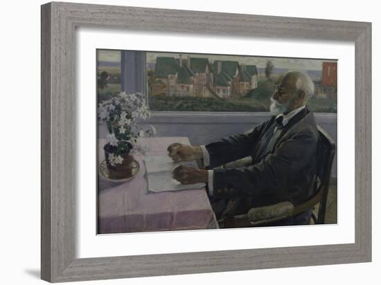 Portrait of the Physiologist, Psychologist, and Physician Ivan P. Pavlov (1849-193), 1935-Mikhail Vasilyevich Nesterov-Framed Giclee Print