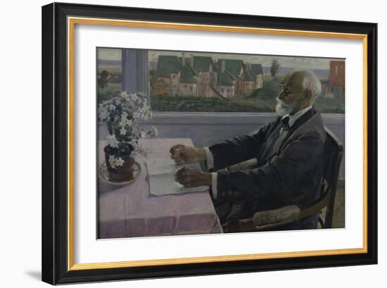 Portrait of the Physiologist, Psychologist, and Physician Ivan P. Pavlov (1849-193), 1935-Mikhail Vasilyevich Nesterov-Framed Giclee Print