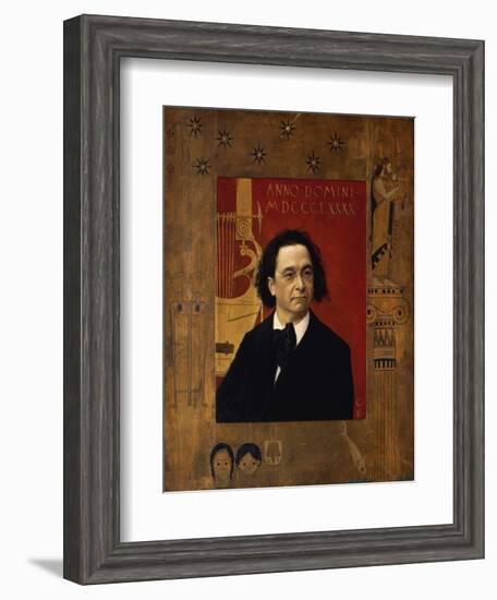 Portrait of the Pianist and Piano Teacher, Joseph Pembauer, 1890-Gustav Klimt-Framed Giclee Print