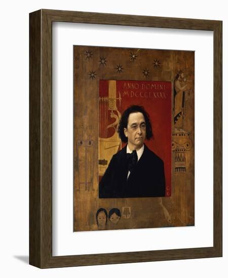 Portrait of the Pianist and Piano Teacher, Joseph Pembauer, 1890-Gustav Klimt-Framed Giclee Print