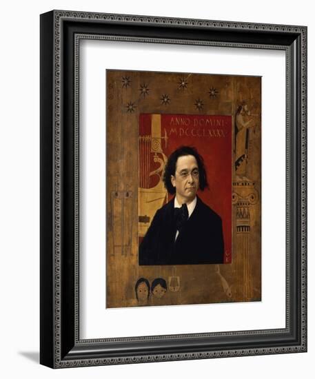 Portrait of the Pianist and Piano Teacher, Joseph Pembauer, 1890-Gustav Klimt-Framed Giclee Print