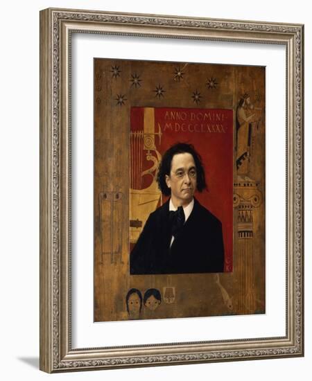 Portrait of the Pianist and Piano Teacher, Joseph Pembauer, 1890-Gustav Klimt-Framed Giclee Print