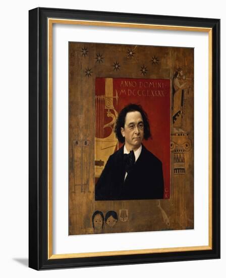 Portrait of the Pianist and Piano Teacher, Joseph Pembauer, 1890-Gustav Klimt-Framed Giclee Print