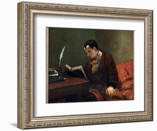 Portrait of the Poet Charles Baudelaire - Oil on Canvas, 1847-Gustave Courbet-Framed Giclee Print