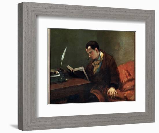 Portrait of the Poet Charles Baudelaire - Oil on Canvas, 1847-Gustave Courbet-Framed Giclee Print