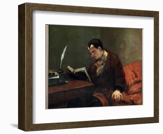 Portrait of the Poet Charles Baudelaire - Oil on Canvas, 1847-Gustave Courbet-Framed Giclee Print