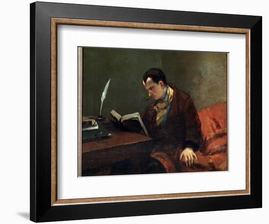 Portrait of the Poet Charles Baudelaire - Oil on Canvas, 1847-Gustave Courbet-Framed Giclee Print