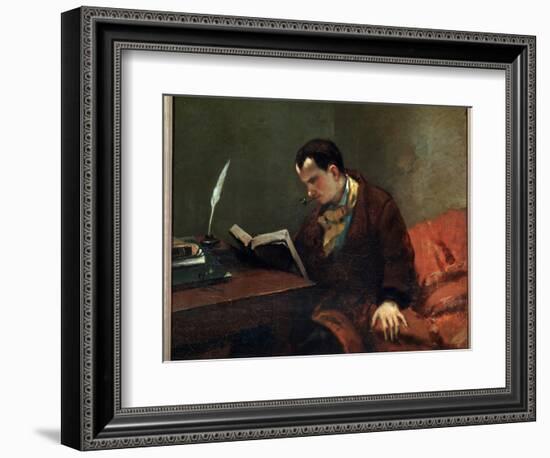 Portrait of the Poet Charles Baudelaire - Oil on Canvas, 1847-Gustave Courbet-Framed Giclee Print