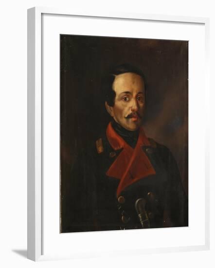 Portrait of the Poet Mikhail Lermontov (1814-184), 1854-1858-Nikolay Ivanovich Polivanov-Framed Giclee Print