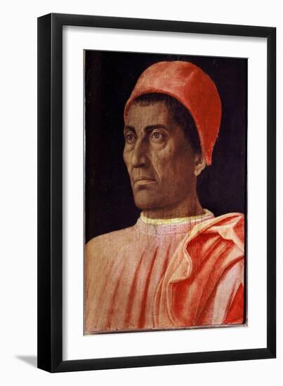 Portrait of the Priest Carlo Di Cosimo De'medici, 1466 (Tempera on Wood)-Andrea Mantegna-Framed Giclee Print