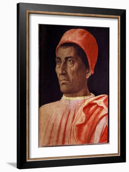 Portrait of the Priest Carlo Di Cosimo De'medici, 1466 (Tempera on Wood)-Andrea Mantegna-Framed Giclee Print