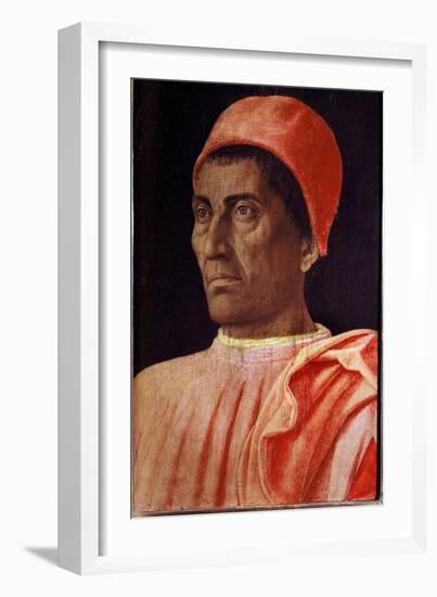 Portrait of the Priest Carlo Di Cosimo De'medici, 1466 (Tempera on Wood)-Andrea Mantegna-Framed Giclee Print