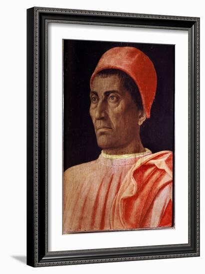 Portrait of the Priest Carlo Di Cosimo De'medici, 1466 (Tempera on Wood)-Andrea Mantegna-Framed Giclee Print