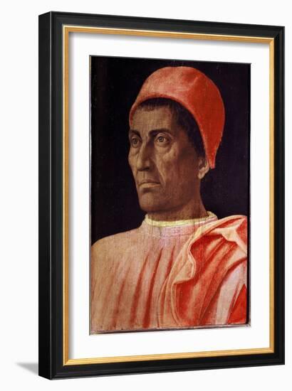 Portrait of the Priest Carlo Di Cosimo De'medici, 1466 (Tempera on Wood)-Andrea Mantegna-Framed Giclee Print