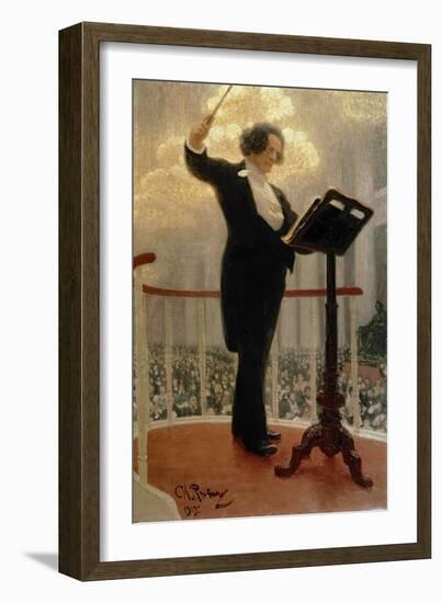 Portrait of the Russian Composer Anton Grigoryevich Rubinstein-Ilya Efimovich Repin-Framed Giclee Print