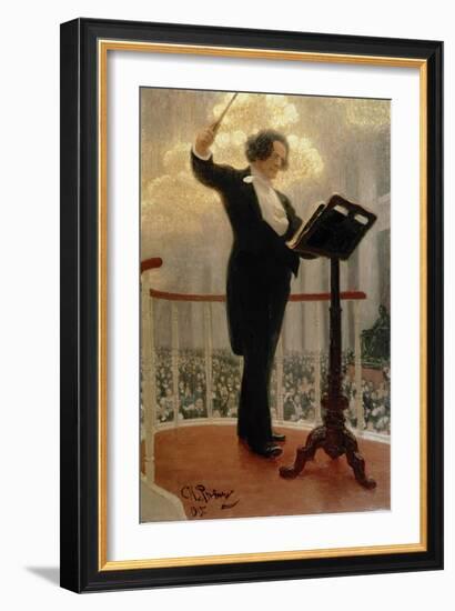 Portrait of the Russian Composer Anton Grigoryevich Rubinstein-Ilya Efimovich Repin-Framed Giclee Print