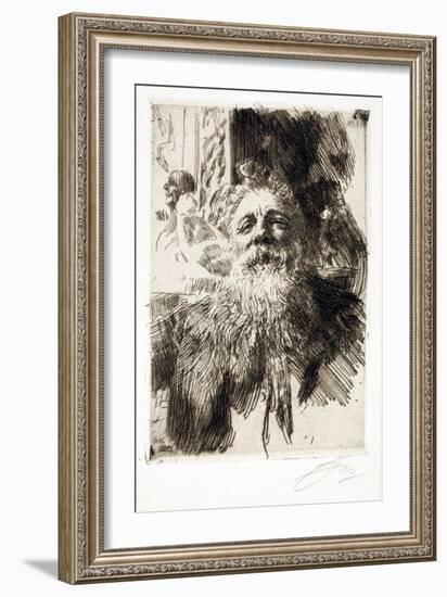 Portrait of the Sculptor Auguste Rodin, 1906 (Engraving)-Anders Leonard Zorn-Framed Giclee Print