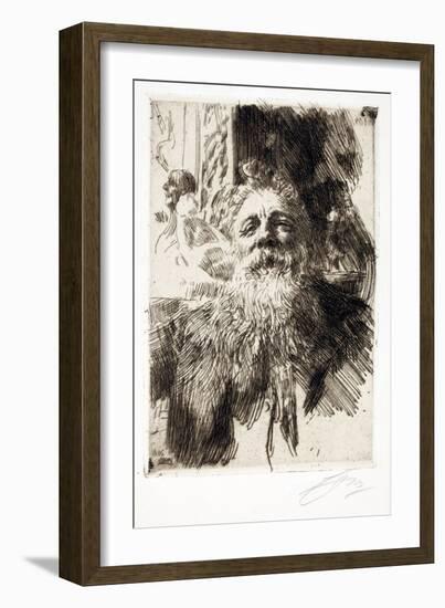 Portrait of the Sculptor Auguste Rodin, 1906 (Engraving)-Anders Leonard Zorn-Framed Giclee Print